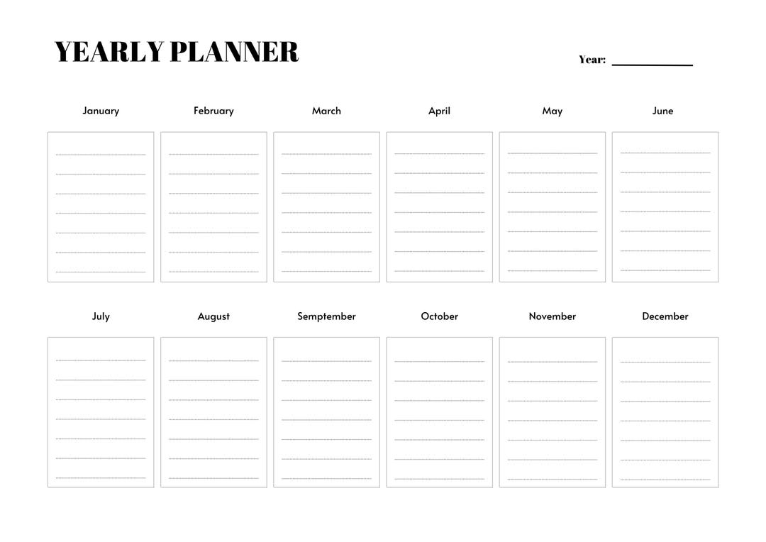 Yearly Planner | Printable Annual Planner | Organize Your Year - Etsy