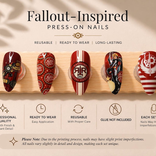 Wasteland Wanderer Press On Acrylic Nails red Version