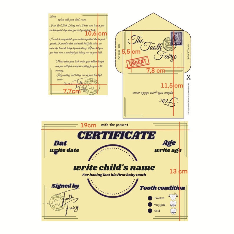 Printable and Editable, Tooth Fairy Letter, Envelope and Certificate ...