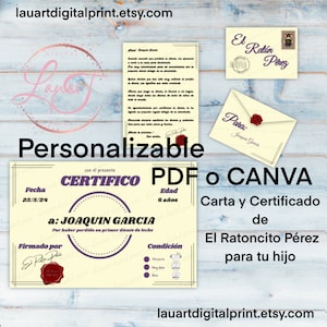 Ratoncito Pérez, kit mini carta, sobre y certificado, opción para que te lo personalicemos