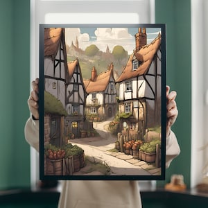 English Countryside Print, Charming Wall Art & Cottage Décor, Landscape Art of English Village Home Décor, United Kingdom
