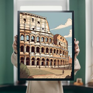 Arte del Colosseo romano, schizzo del Colosseo romano, arte fisica, Italia, sette meraviglie del mondo