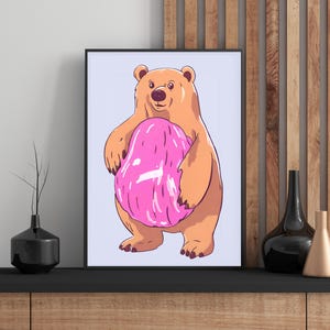 Sweet Bear Quality Framed Poster, Bear Print, Bear poster, Bear gift, Bear wall art, grizzly bear print, grizzly bear