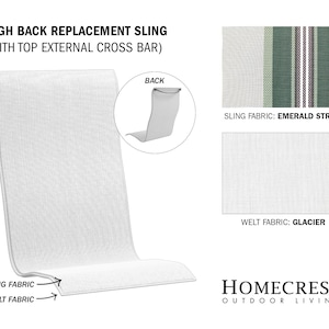 Homecrest High Back Replacement Sling With Top External Cross Bar 73900S NEW USA MADE aqua Mist Glacier Etsy