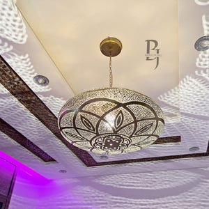 Boho Ceiling Light, Moroccan Pendant Lamp, Handmade Brass Hanging Lamp, Designer Lighting for Home Décor, Elegant Boho Brass Light Fixture