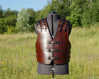 New Men's Thick leather Vest. Motorcycle Vest, biker Vest, Custom Vest, Brown Genuine Cowhide Leather Vest