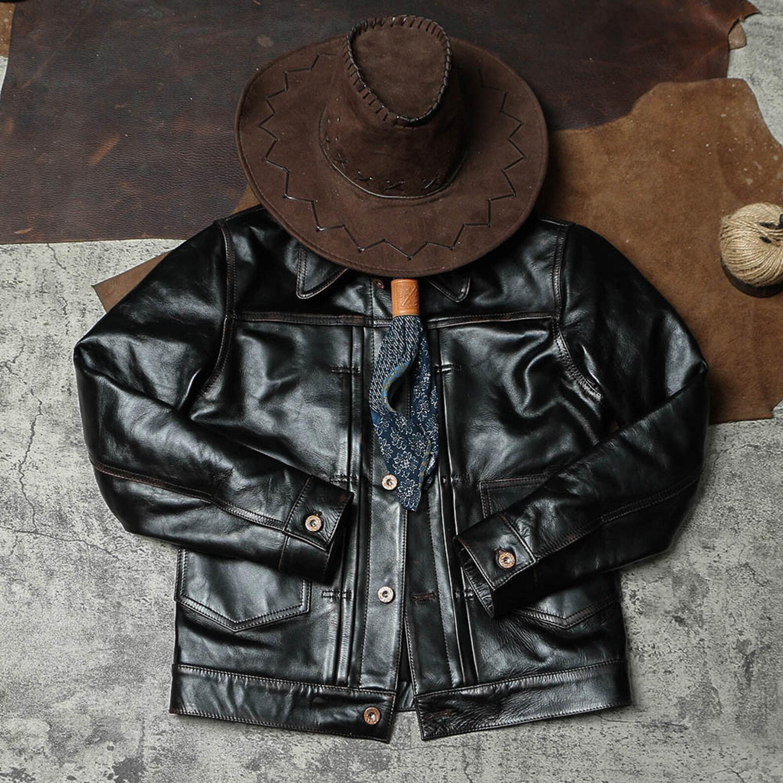 Men's Sheepskin Leather Trucker Shirt Premium Quality