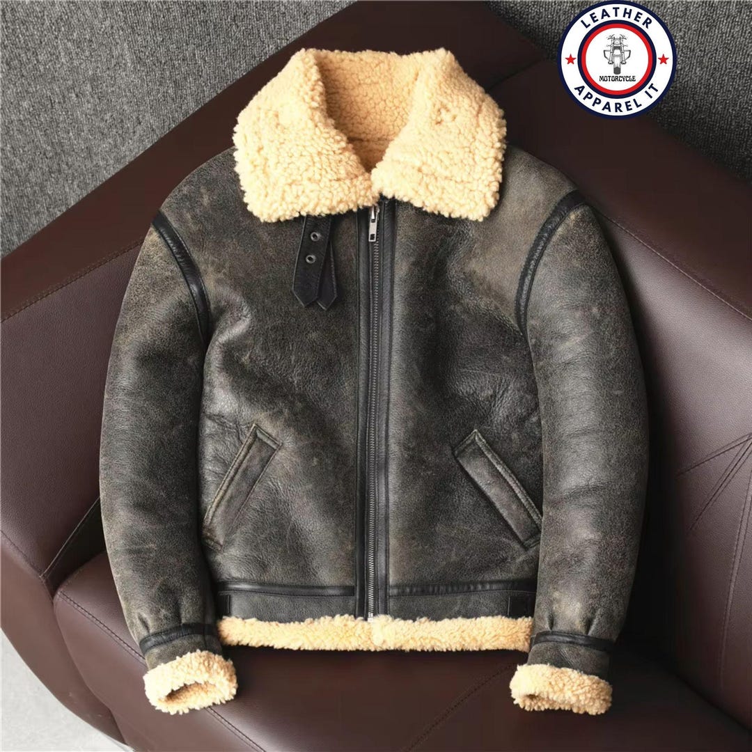 Men's B3 Bomber Shearling Jacket, Flight Aviator Warm Winter Fur Distressed Real Sheepksin Leather Jacket - Etsy Men's B3 Bomber Shearling Jacket, Flight Aviator Warm Winter Fur Distressed Real Sheepksin Leather Jacket - Etsy