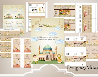 Etiquettes / emballage pack EID cadeau affiche et cartes