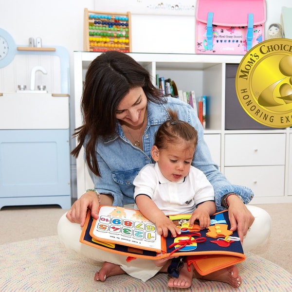 Montessori Busy Board Backpack for Toddlers, Travel Toy, Sensory Quiet Book for Preschool Learning. Gifts for 2 Years Old Girls & Boys