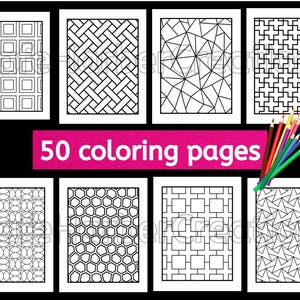Peut inclure: 50 pages &agrave; colorier en noir et blanc avec des motifs g&eacute;om&eacute;triques. Les motifs comprennent des carr&eacute;s, des cercles, des triangles et des hexagones.