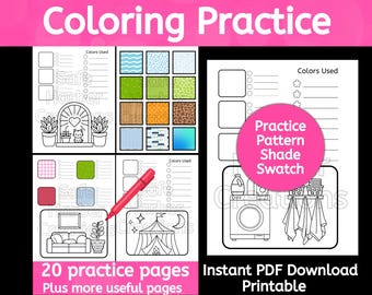 Exercice de coloration, exercice de motifs, couleur, ombre, création. Plus de 20 pages à télécharger et à imprimer instantanément. coloration audacieuse et facile