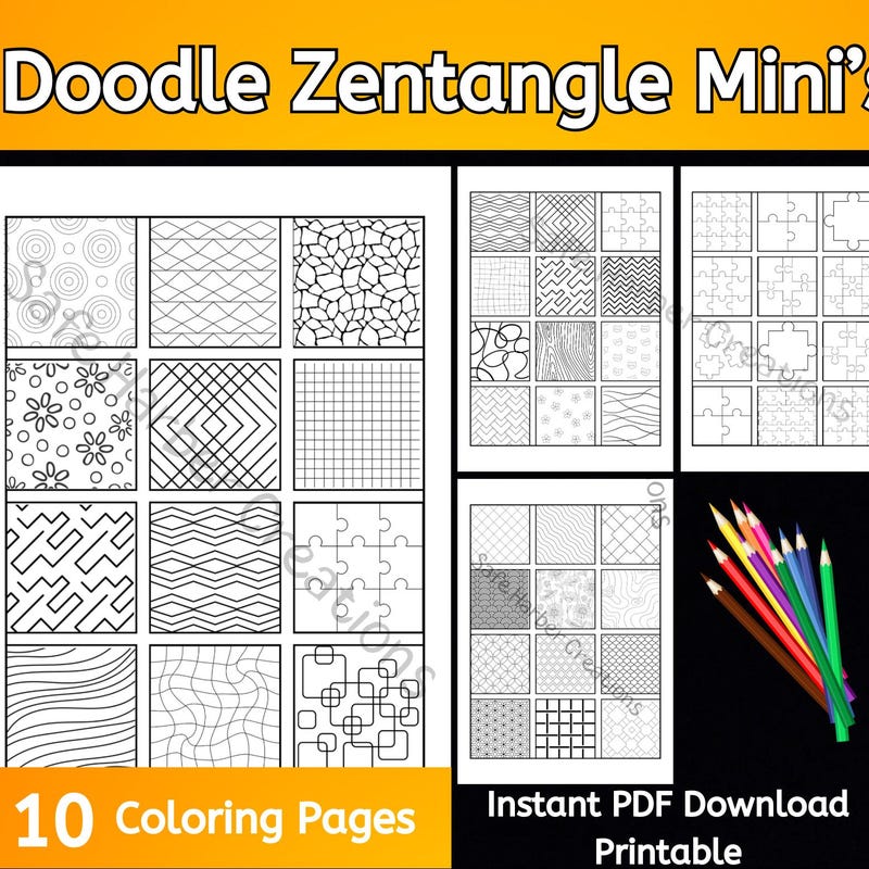 Zentangle Coloring Printable - Etsy