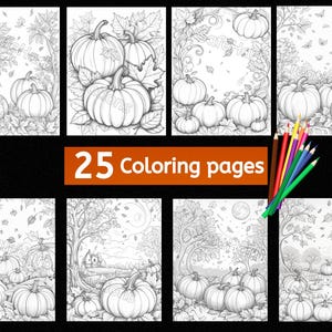 Dibujos para colorear de calabazas en espiral, descarga instantánea, imprimibles, calabazas para colorear, otoño para colorear, dibujos para colorear caprichosos imagen 2