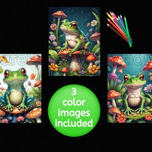 Fabulous Frog coloring pages, instant download, printable, frog coloring, garden coloring, animal coloring, cute coloring pages image 4