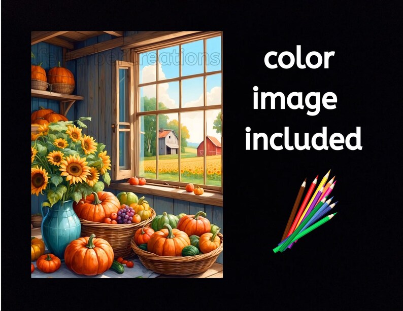 Fall Harvest coloring pages, 60 pictures, instant download, printable, fall coloring, pumpkin coloring, harvest coloring, Thanksgiving image 5