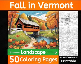 Höstmålarbilder i Vermont, direktnedladdning, utskrivbara, höstmålarbilder, höst i Vermont, pumpamålarbilder, lantmålarbilder