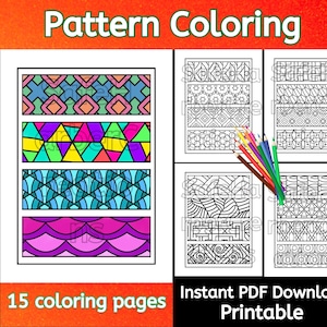 Pattern Coloring pages, instant download, printable, stress relief, calm coloring, pattern coloring, geometric coloring, mini coloring