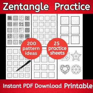 Zentangle Ideas and Practice, 200 pattern ideas and 25 practice pages, Zentangle, doodle, practice page,