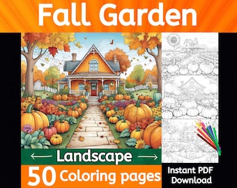 Fall Garden coloring pages, printable, fall coloring, pumpkin coloring, garden coloring, autumn coloring, fall printable