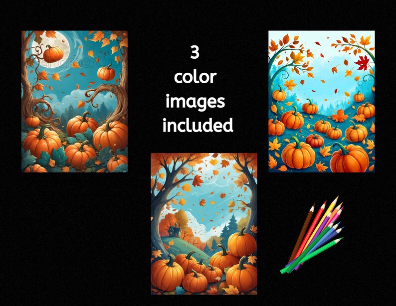 Dibujos para colorear de calabazas en espiral, descarga instantánea, imprimibles, calabazas para colorear, otoño para colorear, dibujos para colorear caprichosos imagen 5