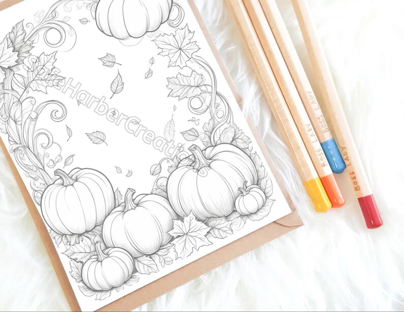 Dibujos para colorear de calabazas en espiral, descarga instantánea, imprimibles, calabazas para colorear, otoño para colorear, dibujos para colorear caprichosos imagen 3