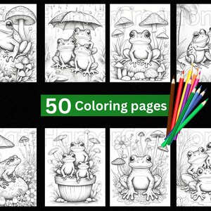 Fabulous Frog coloring pages, instant download, printable, frog coloring, garden coloring, animal coloring, cute coloring pages image 2