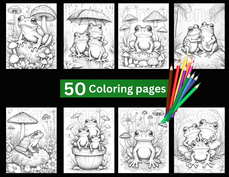 Fabulous Frog coloring pages, instant download, printable, frog coloring, garden coloring, animal coloring, cute coloring pages image 2