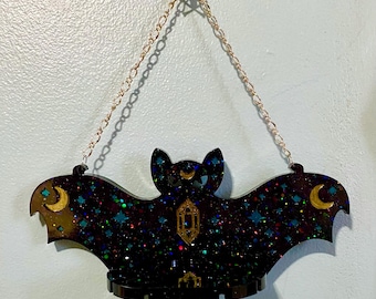Resin Bat Hanging Halloween Tea Light Bat With Skull Charm
