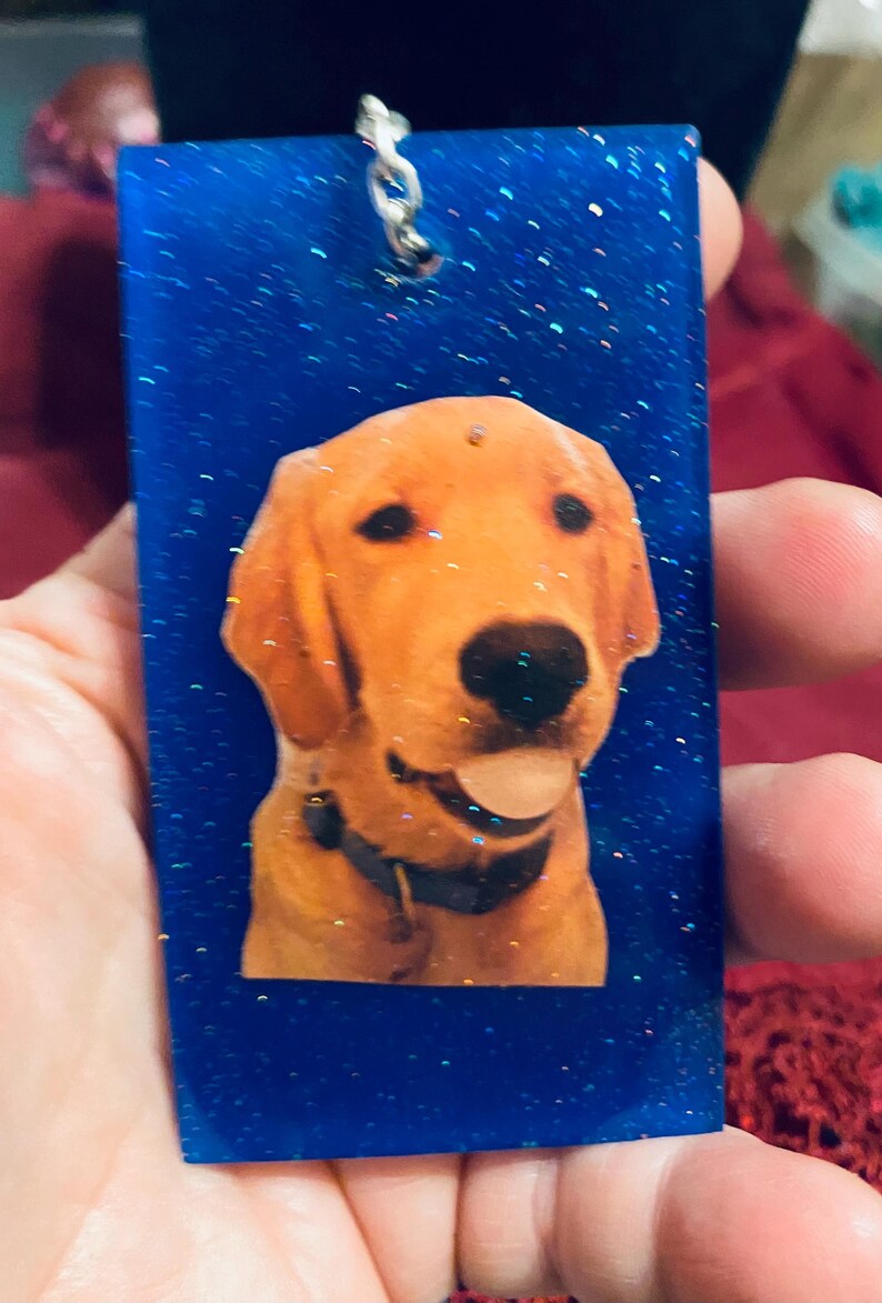 Large Blue Chunky Golden Retriever Keychain Keyfob Etsy