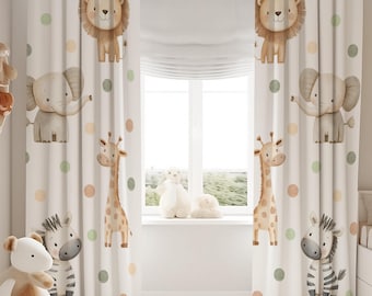 Safari Animals Baby Boy Room Curtain Nursery Curtains Window Curtains