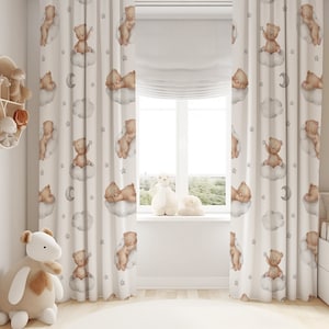 Teddy Bär und Wolken Baby Jungen Zimmer Vorhang Kinderzimmer Vorhänge Fenster Vorhänge