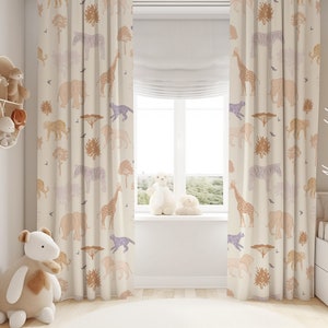 Safari Animals Baby Boy Room Curtain Nursery Curtains Window Curtains