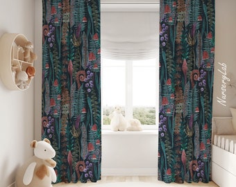 Fern & Mushroom Nursery Curtains: Baby Girl Room Decor