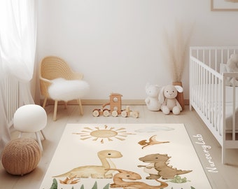 Tapis dinosaures aquarelles, tapis pour chambre de bébé, tapis pour enfants, tapis doux antidérapant lavable, tapis de jeu, tapis pour garçons