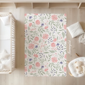 Aquarell-Blumenteppich, Kinderzimmerteppich, Kinderteppich, waschbarer, rutschfester weicher Teppich, Spielteppich, Mädchenteppich