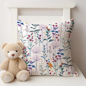 Wildflowers Cushion Cover, Nursery Cushion Cover, Gift for Kids, Throw Pillow Cover