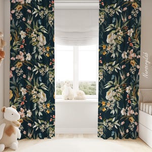 Watercolor Florals Baby Girl Room Curtain Nursery Curtains Window Curtains