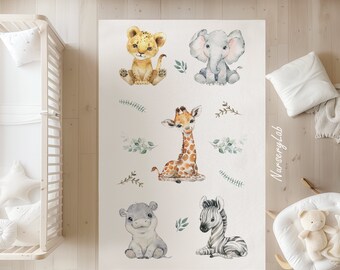 Tapis animaux de safari, tapis pour chambre de bébé, tapis pour enfants, tapis doux antidérapant lavable, tapis de jeu, tapis pour garçons