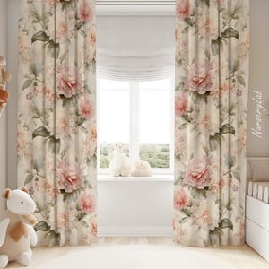 Watercolor Florals Baby Girl Room Curtain Nursery Curtains Window Curtains