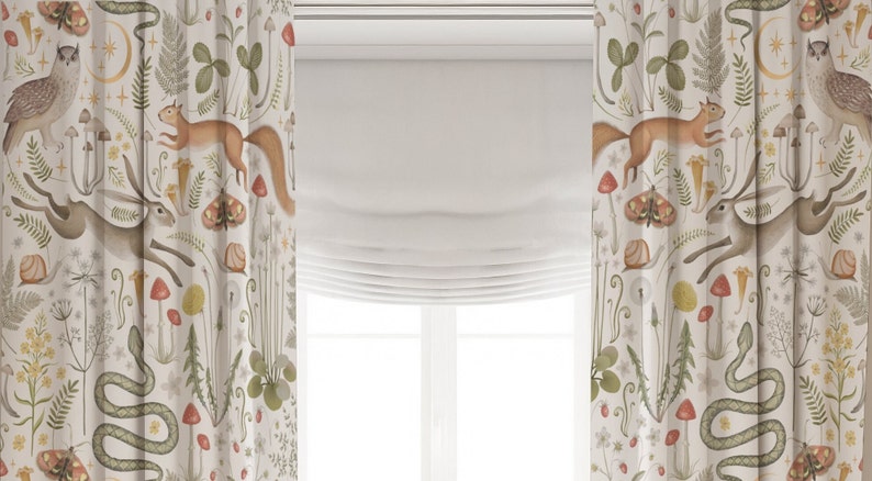 Skogsdjur Barnrumsgardiner Baby Boy Room Dekor Sammetsblandning bild 2
