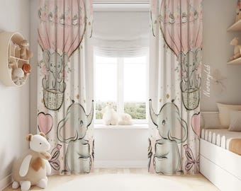 Elephant Baby Girl Curtain Nursery Curtains Window Curtains