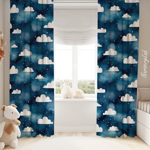 Blue Sky and Clouds Baby Boy Room Curtains Nursery Curtains Window Curtains