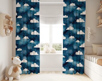 Blue Sky Nursery Curtains: Baby Boy Room Decor, Cotton Velvet