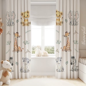 Safari Animals Baby Boy Room Curtains Nursery Curtains Window Curtains
