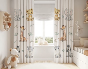 Safari Animals Baby Boy Room Curtains Nursery Curtains Window Curtains