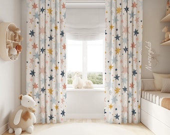 Colorful Stars Gender Neutral Baby Room Curtain Nursery Curtains Window Curtains