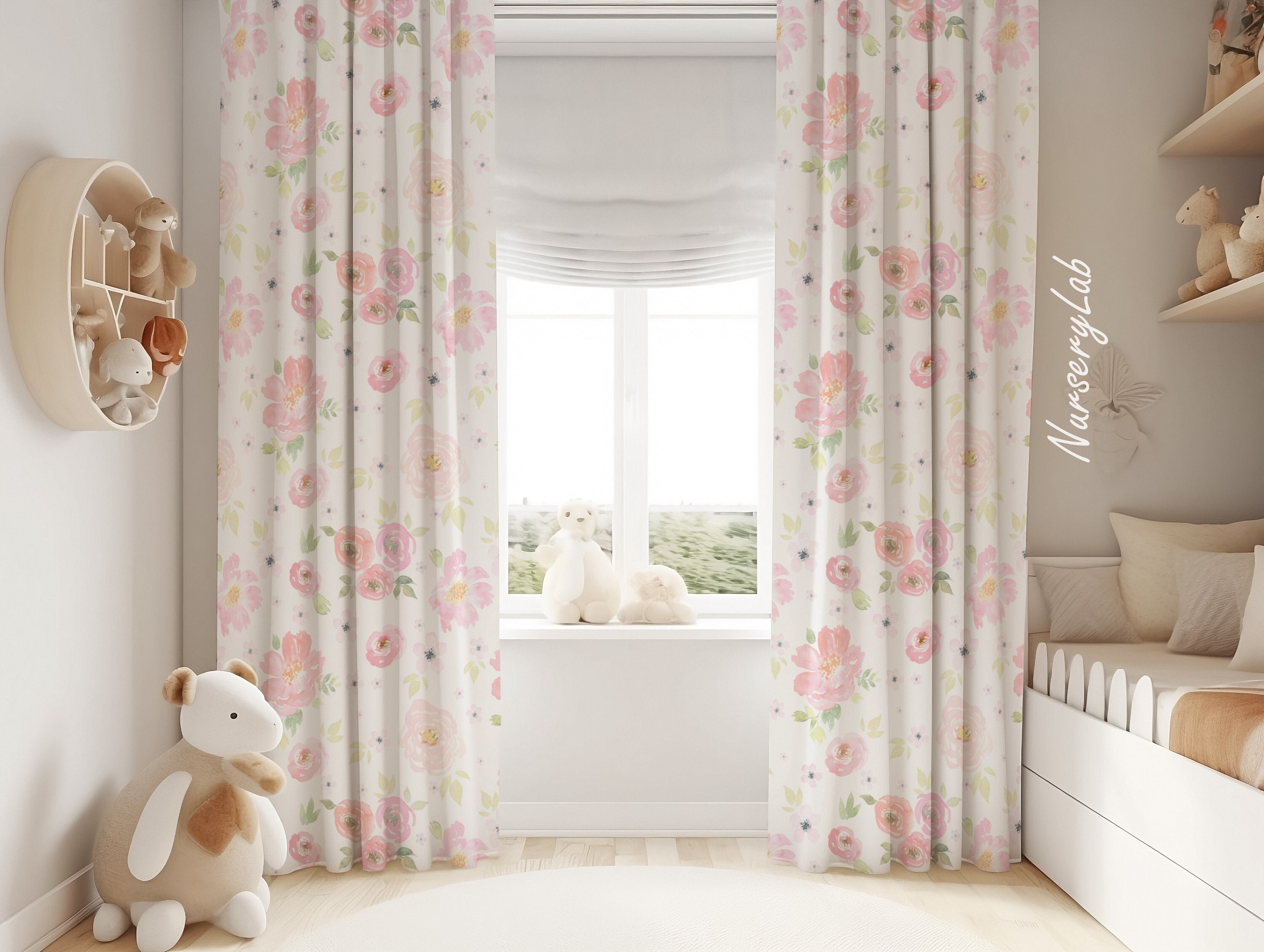 Floral Gardine Mit Blumen-Druck – Schöner Vorhang Aus Polyester, 245x150 Cm, Rosa