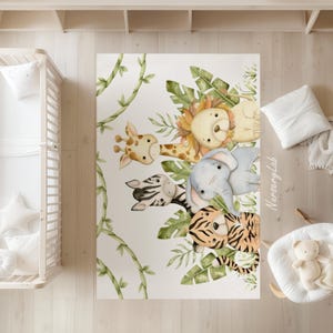 Süße Safari Tiere Teppiche, Teppiche für Kinderzimmer, Kinderteppich, Waschbar, rutschfest, Weicher Teppich für Kinder