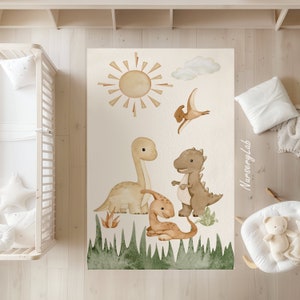 Aquarell Dinosaurier Teppiche, Kinderteppich, Kinderteppich, Waschbarer, rutschfester Teppich für Kinder, Kinderteppich, Jungenteppich